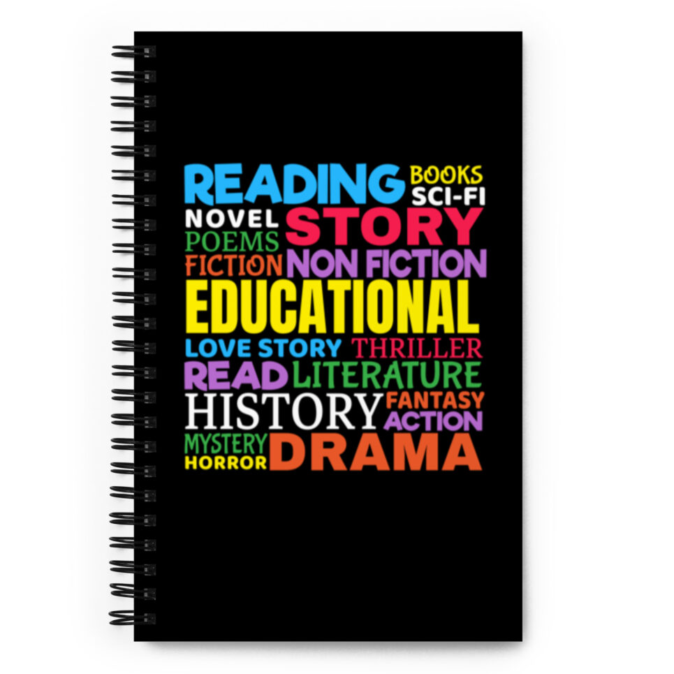 Reading Word Art Spiral notebook